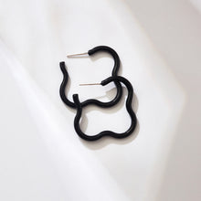 Load image into Gallery viewer, SAINT BOTOLPH Logo Earrings - Large Hoop in Black Enamel