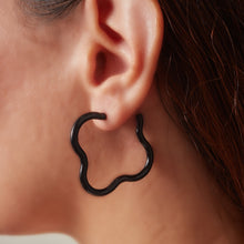 Load image into Gallery viewer, SAINT BOTOLPH Logo Earrings - Large Hoop in Black Enamel