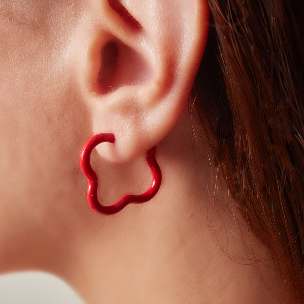 SAINT BOTOLPH Logo Earrings - Medium Hoop in Red Enamel