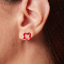 Load image into Gallery viewer, SAINT BOTOLPH Logo Stud Earrings in Rojo Red Enamel
