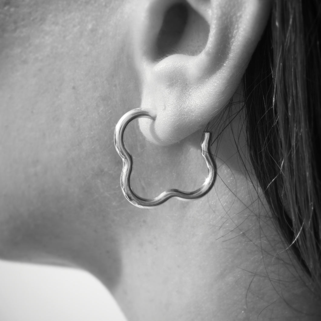 SAINT BOTOLPH Logo Earrings - Medium Hoop in Silver