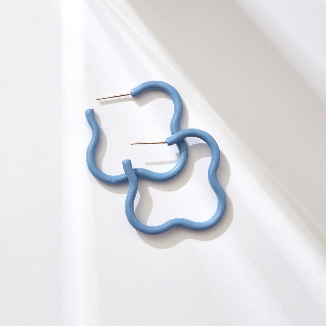 SAINT BOTOLPH Logo Earrings - Large Hoop in Signature Periwinkle Enamel