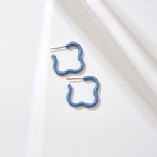 Load image into Gallery viewer, SAINT BOTOLPH Logo Earrings - Medium Hoop in Signature Periwinkle Enamel
