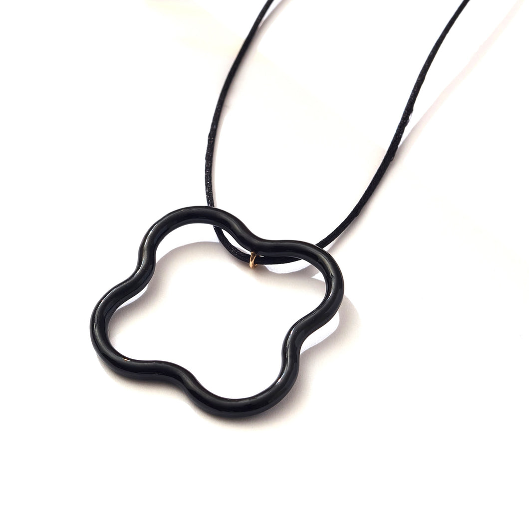 SAINT BOTOLPH Logo Pendant Necklace in Black Enamel