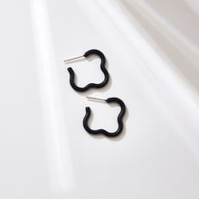 Load image into Gallery viewer, SAINT BOTOLPH Logo Earrings - Medium Hoop in Black Enamel
