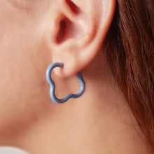 Load image into Gallery viewer, SAINT BOTOLPH Logo Earrings - Medium Hoop in Signature Periwinkle Enamel
