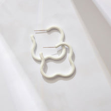 Load image into Gallery viewer, SAINT BOTOLPH Logo Earrings - Large Hoop in Blanco White Enamel
