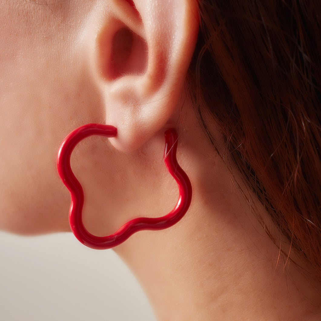 SAINT BOTOLPH Logo Earrings - Large Hoop in Red Enamel