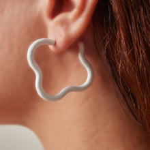 Load image into Gallery viewer, SAINT BOTOLPH Logo Earrings - Large Hoop in Blanco White Enamel
